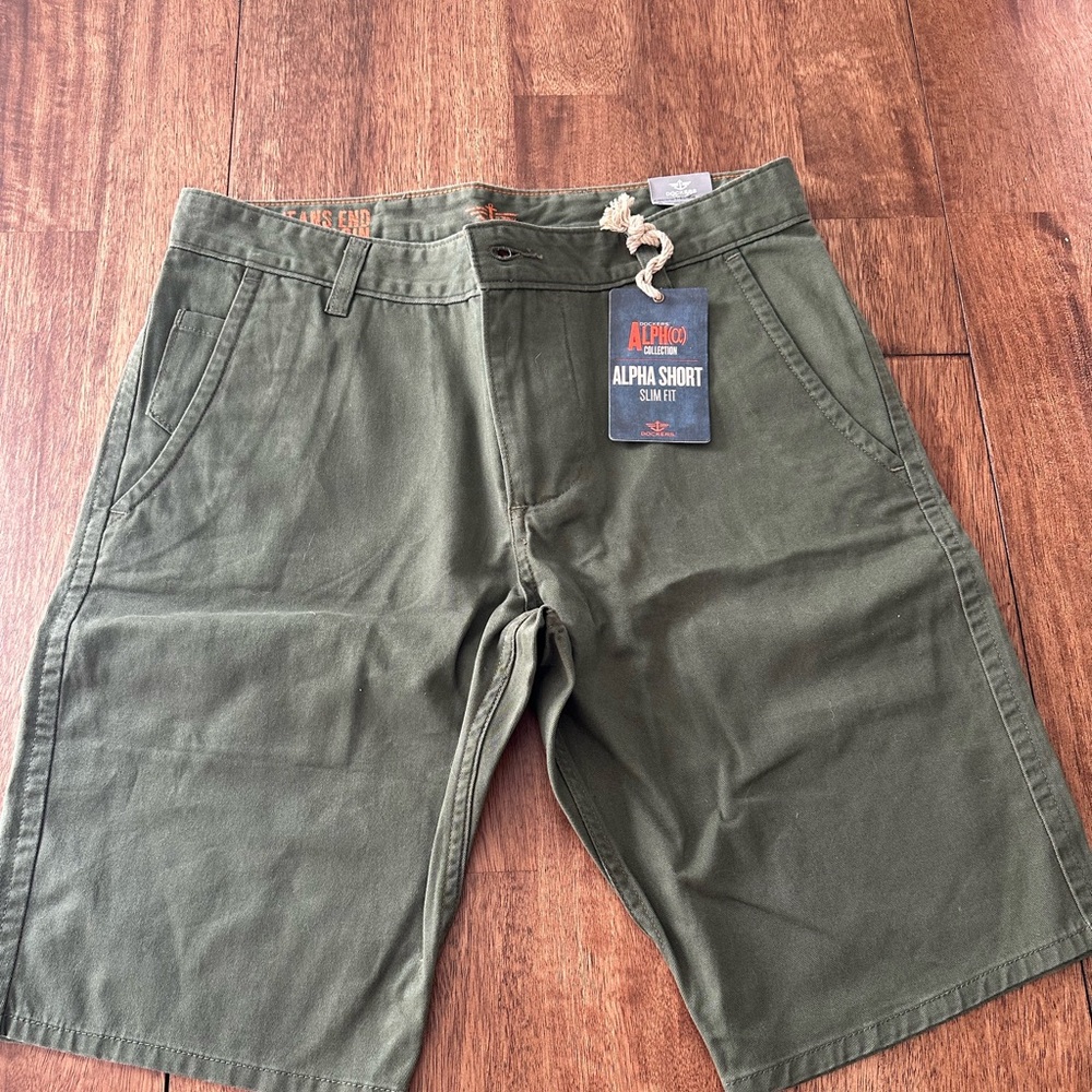 Dockers Olive Green Men's Flat Front Shorts